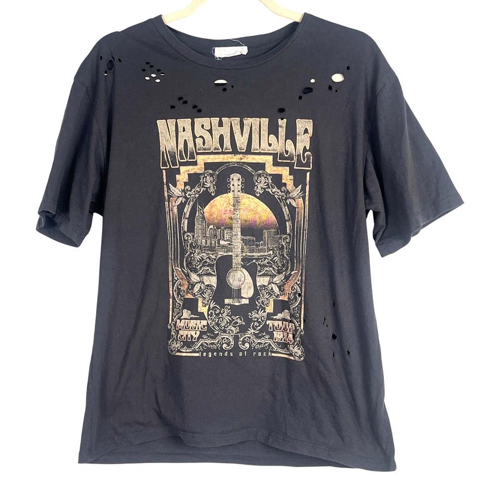 Altered State Nashville Music City Tour 1984 Graphic Tee Small Distressed Gray